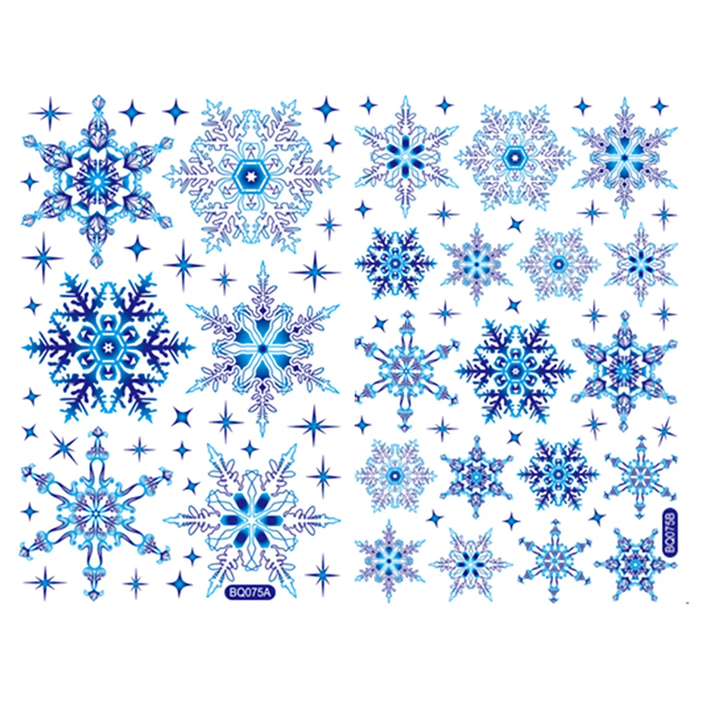 Winter Wonderland Christmas Window Stickers - Blue Elk, Sika Deer & Snowflakes - Holiday Wall Decals for New Year 2024 Home Decor