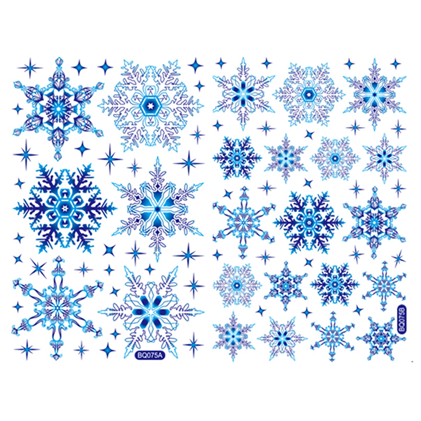 Winter Wonderland Christmas Window Stickers - Blue Elk, Sika Deer & Snowflakes - Holiday Wall Decals for New Year 2024 Home Decor