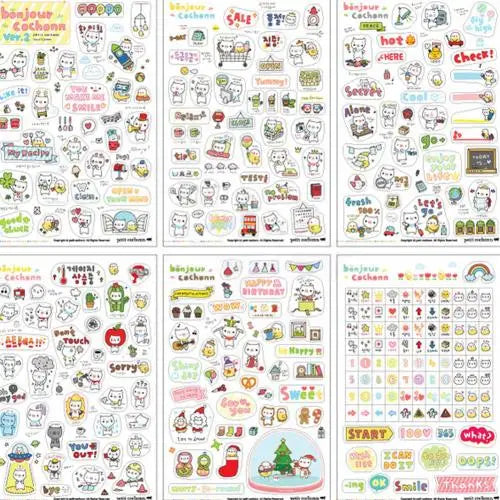 6 Sheets Cartoon Pig Transparent Stickers - Diary, Scrapbook, and Notebook Decorations - For Motorcycle, Computer, and Mobile Phone