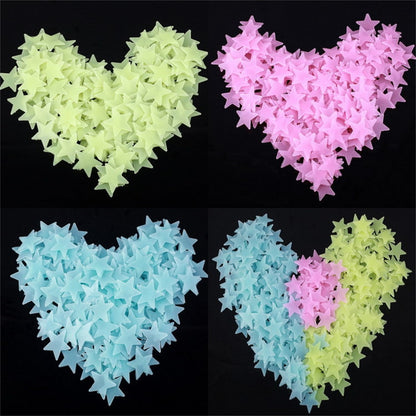 50pcs/set Colorful Luminous Snowflake Wall Sticker Glow In The Dark Decal Kids Baby Room Bedroom Stickers Home Decoration