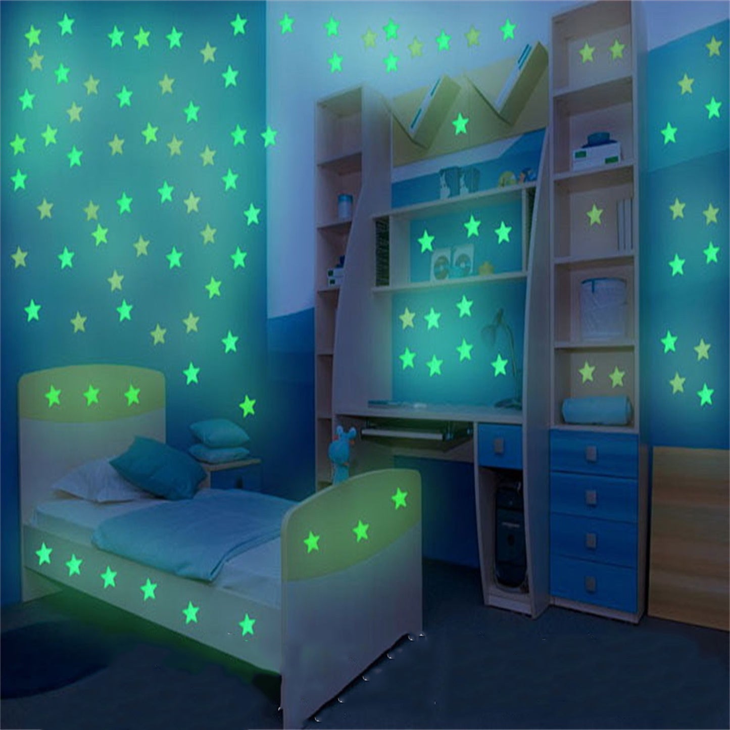 50pcs/set Colorful Luminous Snowflake Wall Sticker Glow In The Dark Decal Kids Baby Room Bedroom Stickers Home Decoration