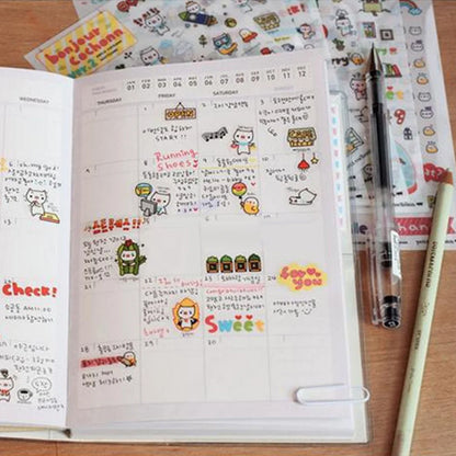 6 Sheets Cartoon Pig Transparent Stickers - Diary, Scrapbook, and Notebook Decorations - For Motorcycle, Computer, and Mobile Phone