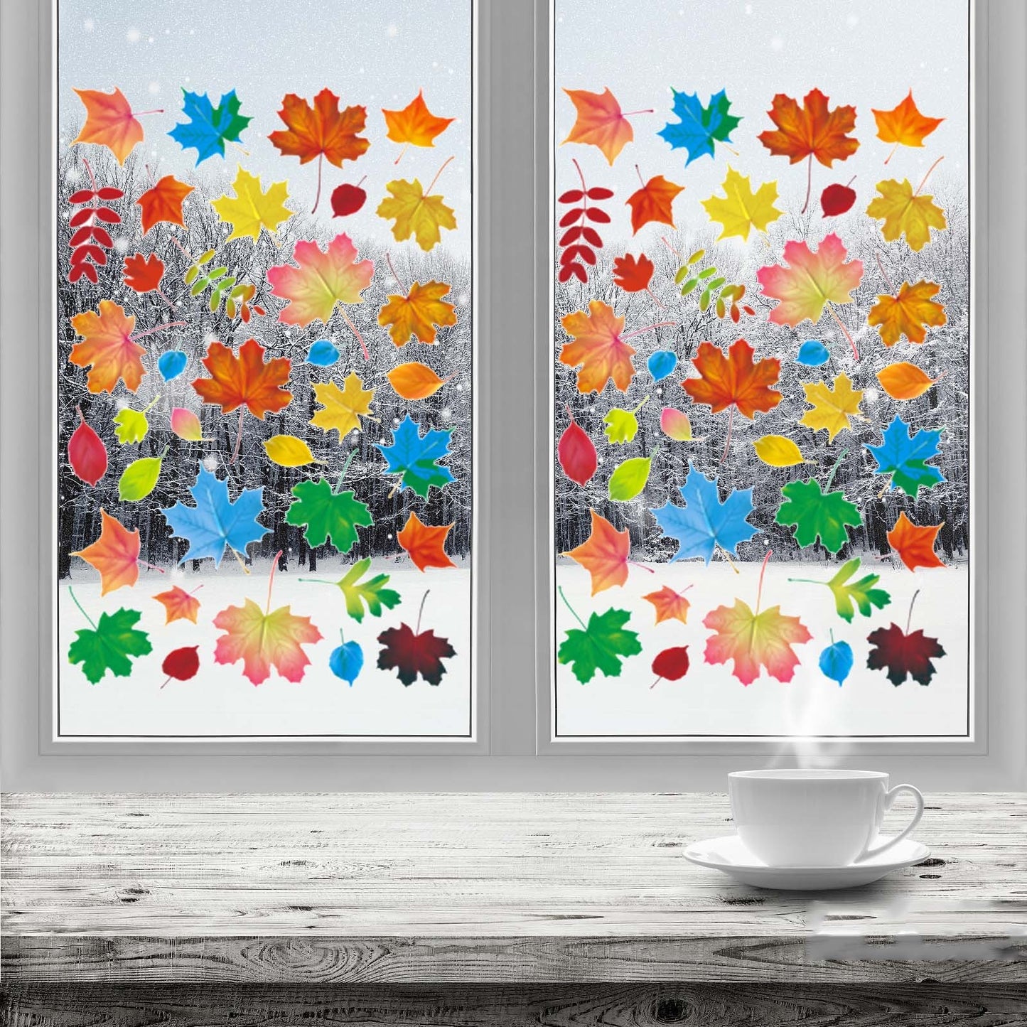 Thanksgiving Window Stickers Glass Decoration Maple Leaf Decals Thanksgiving Turkey Pumpkin Maple Leaf Autumn Wall Stickers