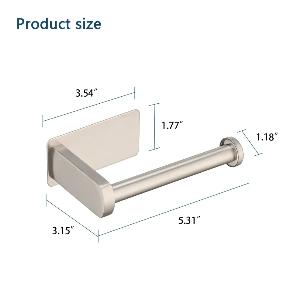 Self-Adhesive Toilet Paper Holder - Rustproof Stainless Steel Wall-Mounted Roll Holder - No Drilling, Easy Installation