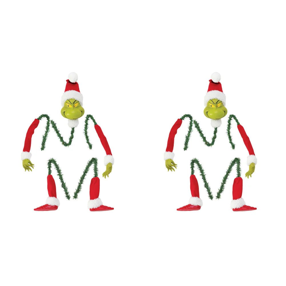 1/2 Set Grinch Christmas Ornaments - Red-Legged Elf Head, Arms & Legs Tree Topper Decor for Xmas Party