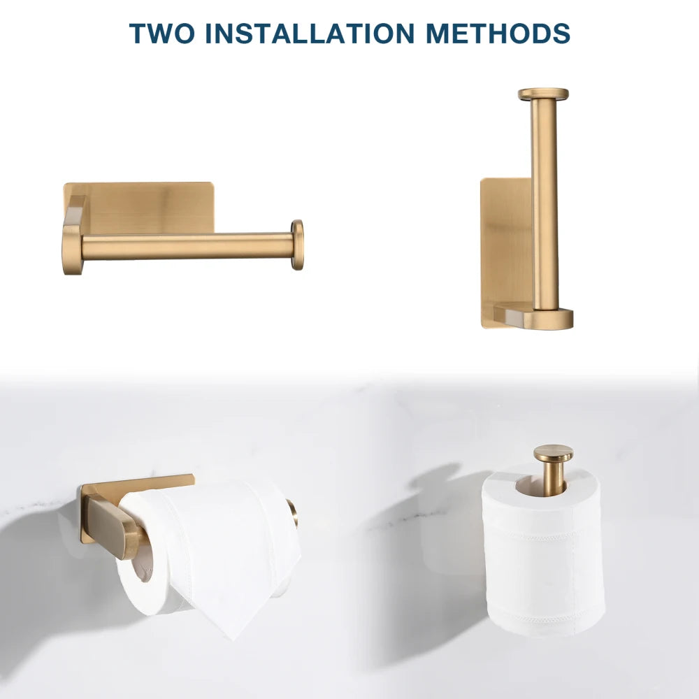 Self-Adhesive Toilet Paper Holder - Rustproof Stainless Steel Wall-Mounted Roll Holder - No Drilling, Easy Installation