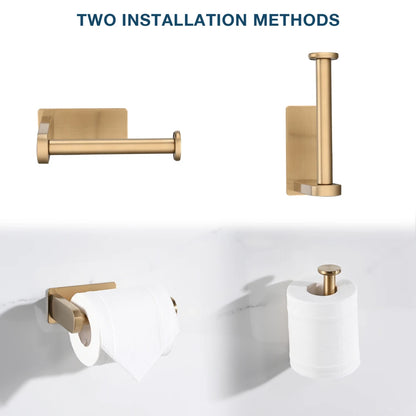 Self-Adhesive Toilet Paper Holder - Rustproof Stainless Steel Wall-Mounted Roll Holder - No Drilling, Easy Installation