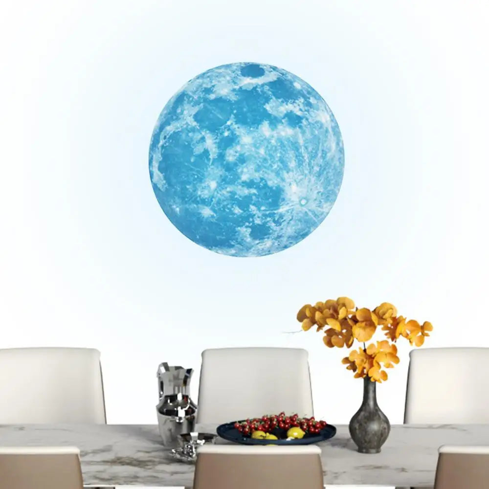 Luminous Moon Wall Stickers - Aesthetic PVC Fluorescent Self-Adhesive Decals for Home Decor - Available in 5/12/20/30/40CM for Living Room & Bedroom