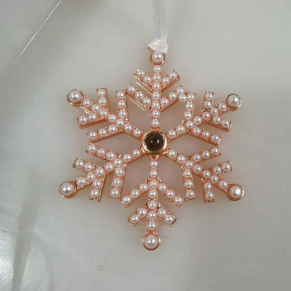 Snowflake Photo Ornament – Custom Picture Pendant with White Ribbon – Perfect Christmas Gift & Winter Love Memorial Decoration