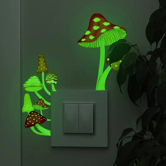 Cartoon Mushroom Luminous Switch Stickers Glow In The Dark Wall Sticker For Kids Room Decoration Self-Adhesive Fluorescent Decal