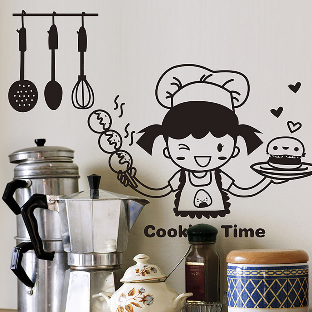 Kitchen Light Switch Sticker Cute Cook Vinyl Wall Decal Home Decor Pink Silver Bathroom Accessories Wall Letters Decor