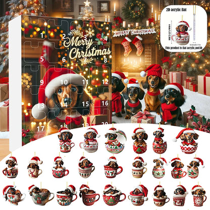 Dachshund Christmas Advent Calendar 2024 – With Dachshund Figure Ornaments – Christmas Countdown Calendar & Xmas Gifts for Dog Lovers