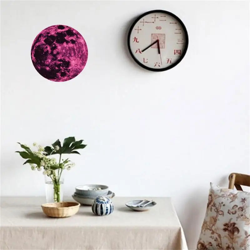 Luminous Moon Wall Stickers - Aesthetic PVC Fluorescent Self-Adhesive Decals for Home Decor - Available in 5/12/20/30/40CM for Living Room & Bedroom