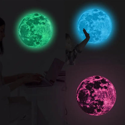 Luminous Moon Wall Stickers - Aesthetic PVC Fluorescent Self-Adhesive Decals for Home Decor - Available in 5/12/20/30/40CM for Living Room & Bedroom