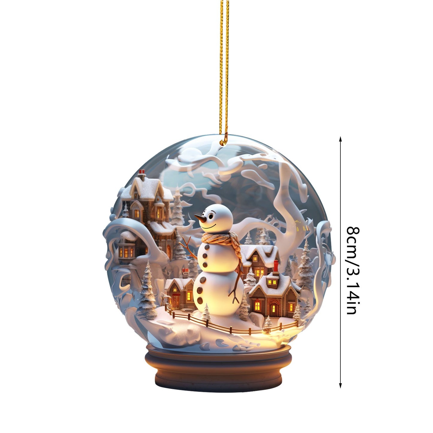 Christmas Snowman Crystal Globe Ornament – Unique Snow Design Hanging Decoration for Xmas Tree – Festive Navidad Decor