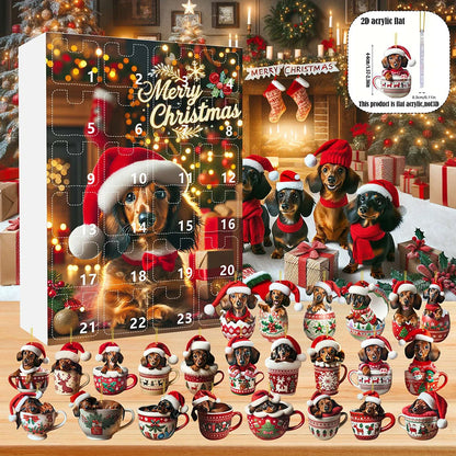 Dachshund Christmas Advent Calendar 2024 – With Dachshund Figure Ornaments – Christmas Countdown Calendar & Xmas Gifts for Dog Lovers