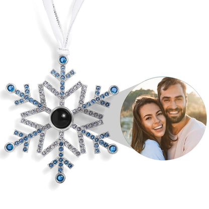 Snowflake Photo Ornament – Custom Picture Pendant with White Ribbon – Perfect Christmas Gift & Winter Love Memorial Decoration