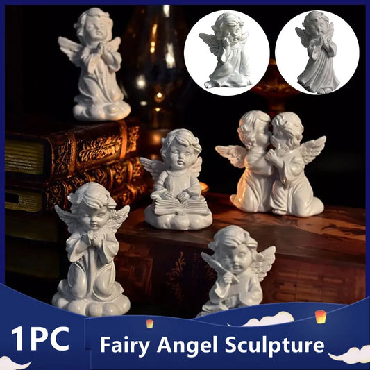 Resin Angel Fairy Sculpture – Creative White Resin Statue Ornament for Living Room, Bedroom, Porch, or TV Cabinet – Decorative Craft