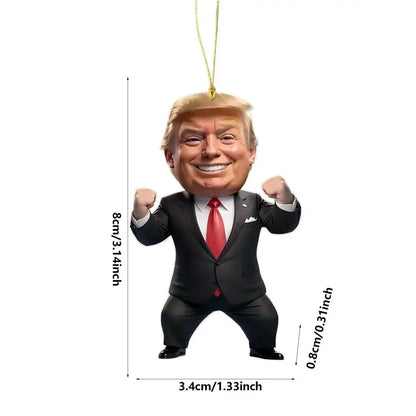 Trump-Inspired Acrylic Christmas Decor Hanging Ornament – Fun Cartoon Pendant for Car & Tree – Perfect Holiday Gift