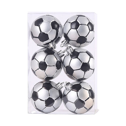 6pcs/Box Sports-Themed Christmas Ornament Set – Basketball & Football Plastic Tree Ornaments for Holiday Decor