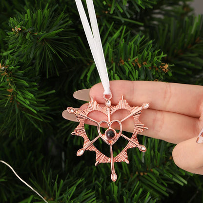 Snowflake Photo Ornament – Custom Picture Pendant with White Ribbon – Perfect Christmas Gift & Winter Love Memorial Decoration