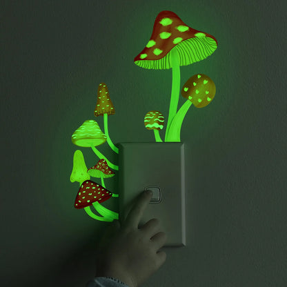 Cartoon Mushroom Luminous Switch Stickers Glow In The Dark Wall Sticker For Kids Room Decoration Self-Adhesive Fluorescent Decal