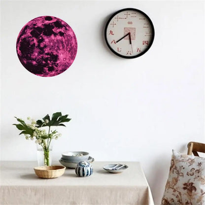 Luminous Moon Wall Stickers - Aesthetic PVC Fluorescent Self-Adhesive Decals for Home Decor - Available in 5/12/20/30/40CM for Living Room & Bedroom