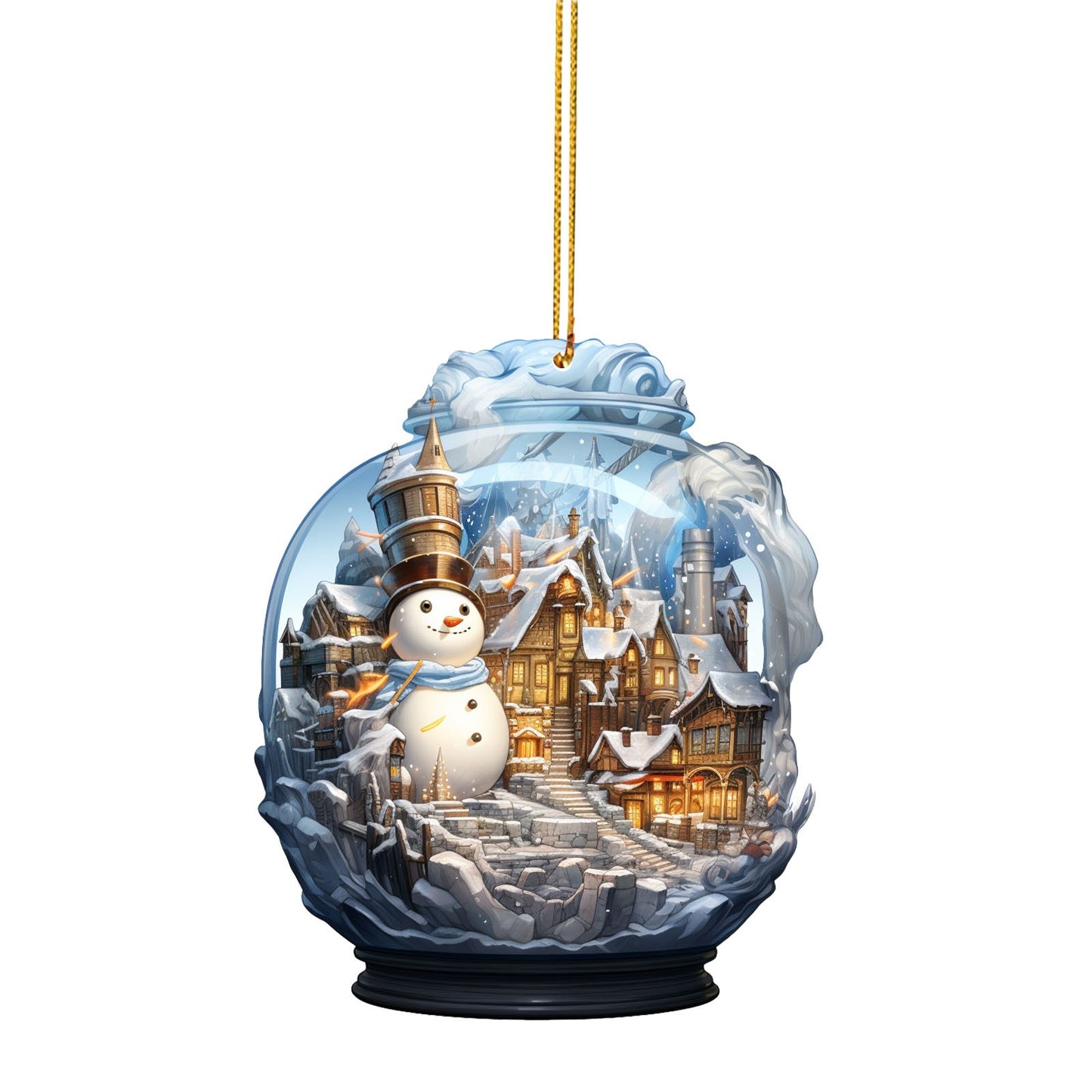 Christmas Snowman Crystal Globe Ornament – Unique Snow Design Hanging Decoration for Xmas Tree – Festive Navidad Decor