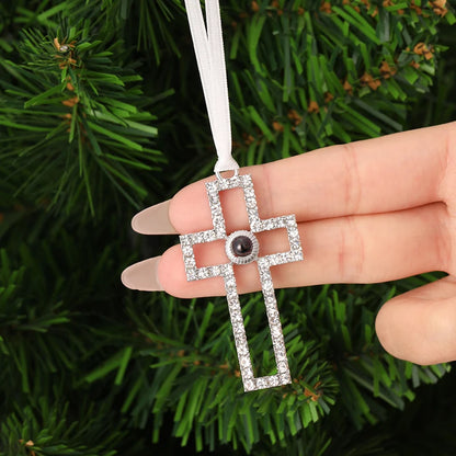 Snowflake Photo Ornament – Custom Picture Pendant with White Ribbon – Perfect Christmas Gift & Winter Love Memorial Decoration