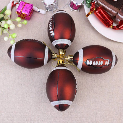 6pcs/Box Sports-Themed Christmas Ornament Set – Basketball & Football Plastic Tree Ornaments for Holiday Decor