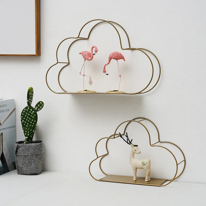 Cloud Shape Wall Decor Shelf – Decorative Storage Holder Rack for Potted Plants & DIY Wall Art Display – Perfect for Girl's Bedroom