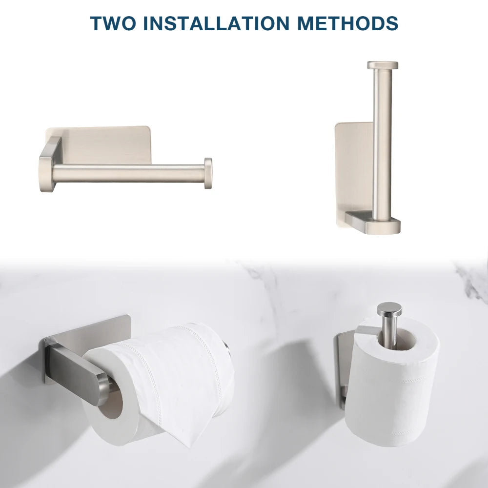 Self-Adhesive Toilet Paper Holder - Rustproof Stainless Steel Wall-Mounted Roll Holder - No Drilling, Easy Installation