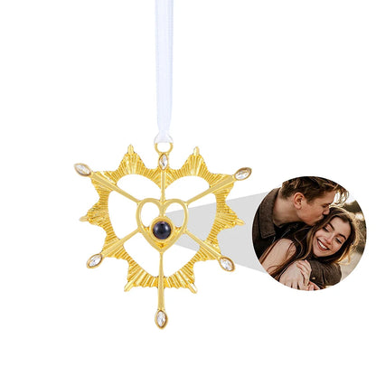 Snowflake Photo Ornament – Custom Picture Pendant with White Ribbon – Perfect Christmas Gift & Winter Love Memorial Decoration