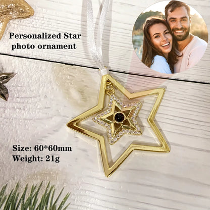 Snowflake Photo Ornament – Custom Picture Pendant with White Ribbon – Perfect Christmas Gift & Winter Love Memorial Decoration