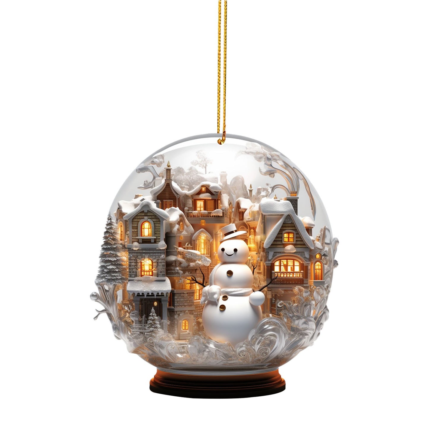 Christmas Snowman Crystal Globe Ornament – Unique Snow Design Hanging Decoration for Xmas Tree – Festive Navidad Decor