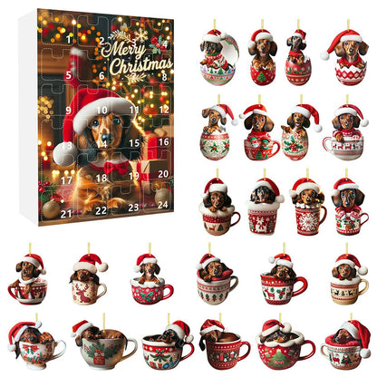 Dachshund Christmas Advent Calendar 2024 – With Dachshund Figure Ornaments – Christmas Countdown Calendar & Xmas Gifts for Dog Lovers