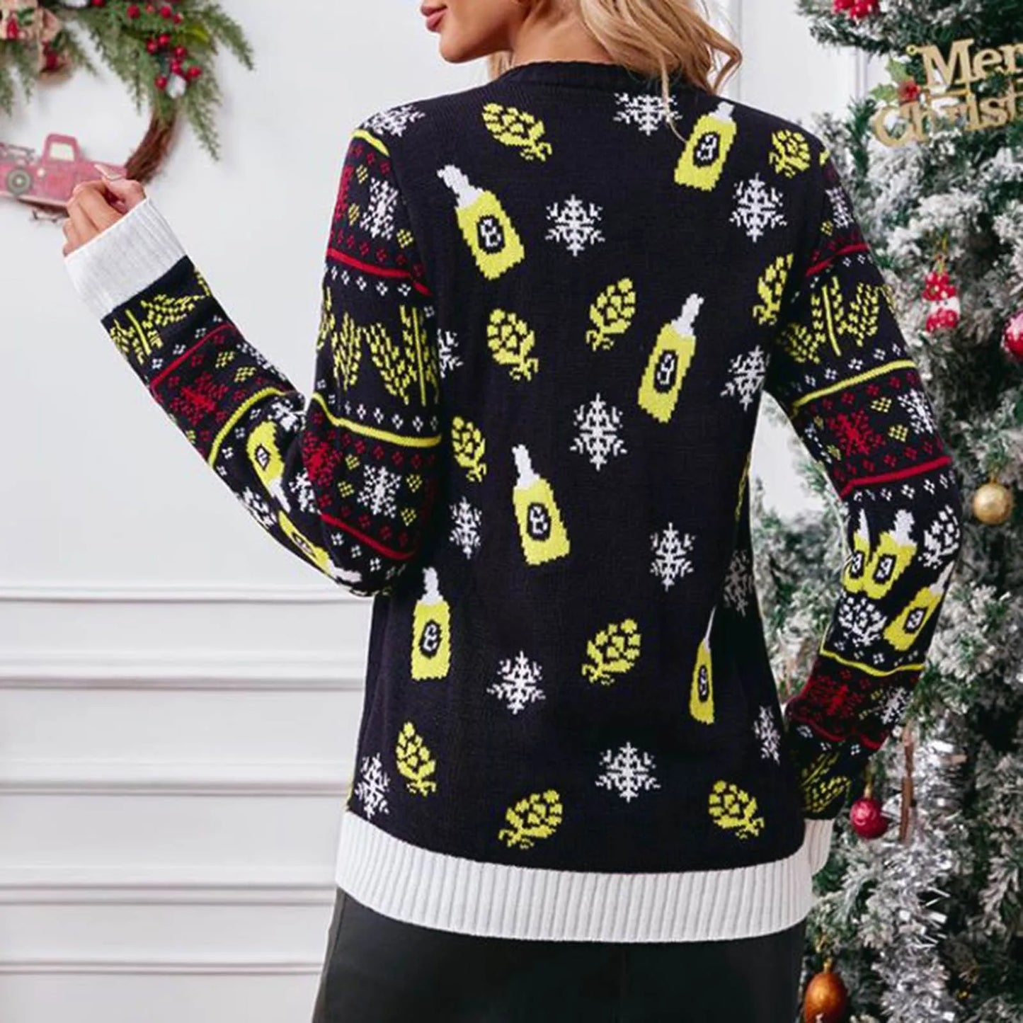 Autumn & Winter European Christmas Sweater for Women - Casual Santa Jacquard Pullover with LED Lights - Long Sleeve, Loose Fit Holiday Sweater