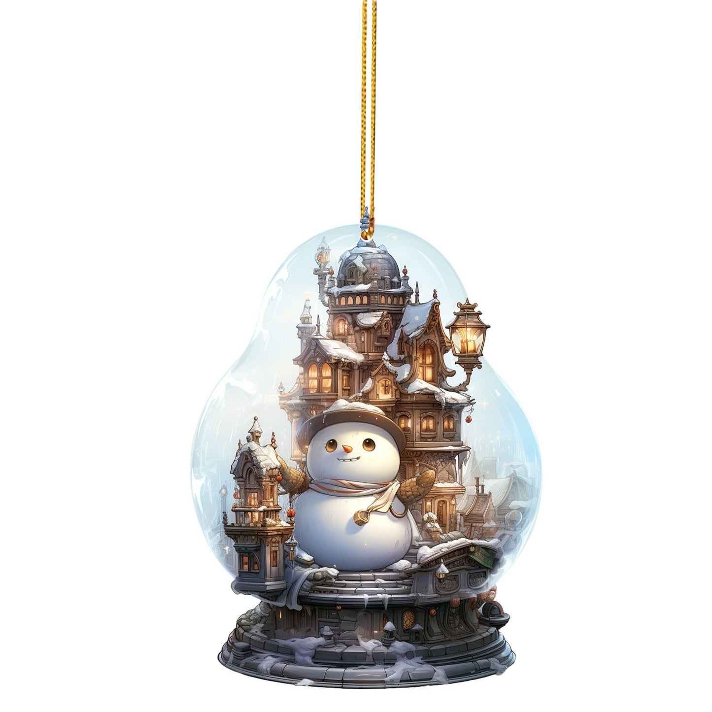 Christmas Snowman Crystal Globe Ornament – Unique Snow Design Hanging Decoration for Xmas Tree – Festive Navidad Decor