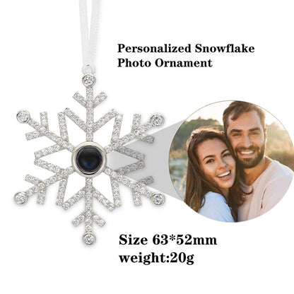 Snowflake Photo Ornament – Custom Picture Pendant with White Ribbon – Perfect Christmas Gift & Winter Love Memorial Decoration