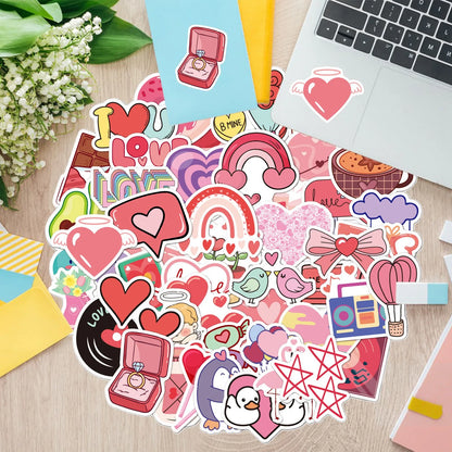 Valentine's Day Stickers – 100-Pack Love, Pineapple & Wedding DIY Decals for Water Cups, Phone Cases, and Decorations