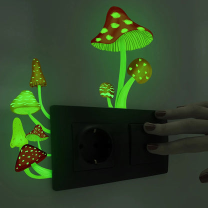 Cartoon Mushroom Luminous Switch Stickers Glow In The Dark Wall Sticker For Kids Room Decoration Self-Adhesive Fluorescent Decal