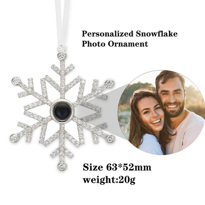 Snowflake Photo Ornament – Custom Picture Pendant with White Ribbon – Perfect Christmas Gift & Winter Love Memorial Decoration