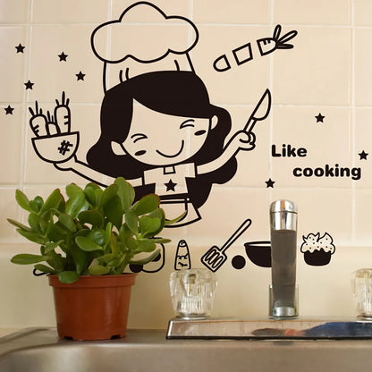 Kitchen Light Switch Sticker Cute Cook Vinyl Wall Decal Home Decor Pink Silver Bathroom Accessories Wall Letters Decor