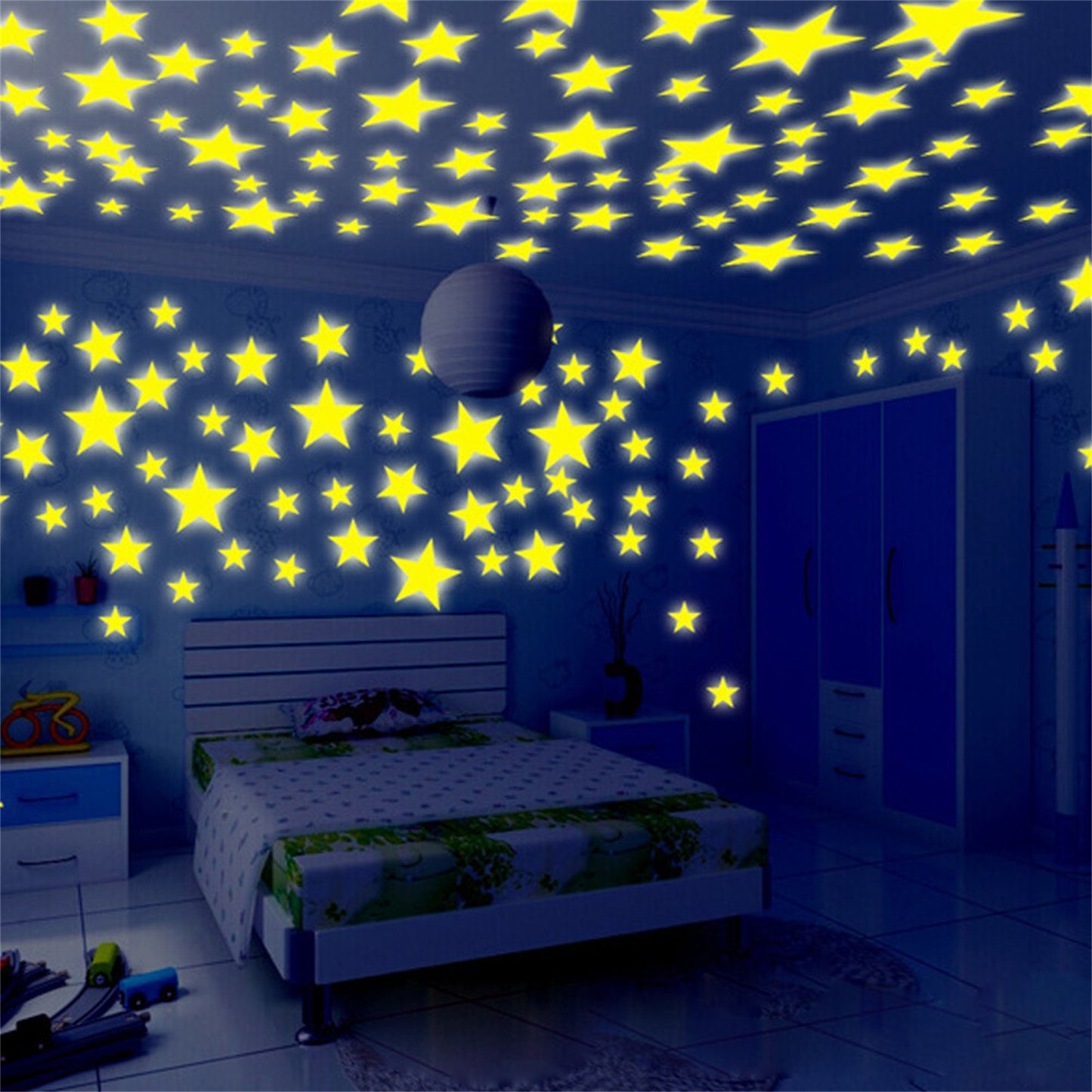 50pcs/set Colorful Luminous Snowflake Wall Sticker Glow In The Dark Decal Kids Baby Room Bedroom Stickers Home Decoration