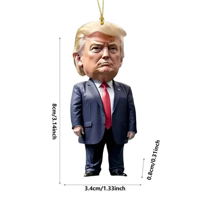 Trump-Inspired Acrylic Christmas Decor Hanging Ornament – Fun Cartoon Pendant for Car & Tree – Perfect Holiday Gift