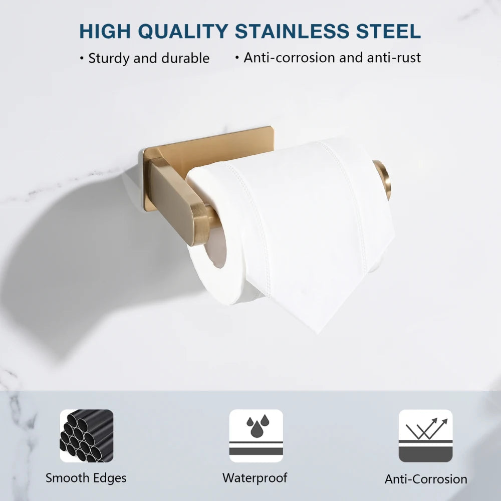 Self-Adhesive Toilet Paper Holder - Rustproof Stainless Steel Wall-Mounted Roll Holder - No Drilling, Easy Installation