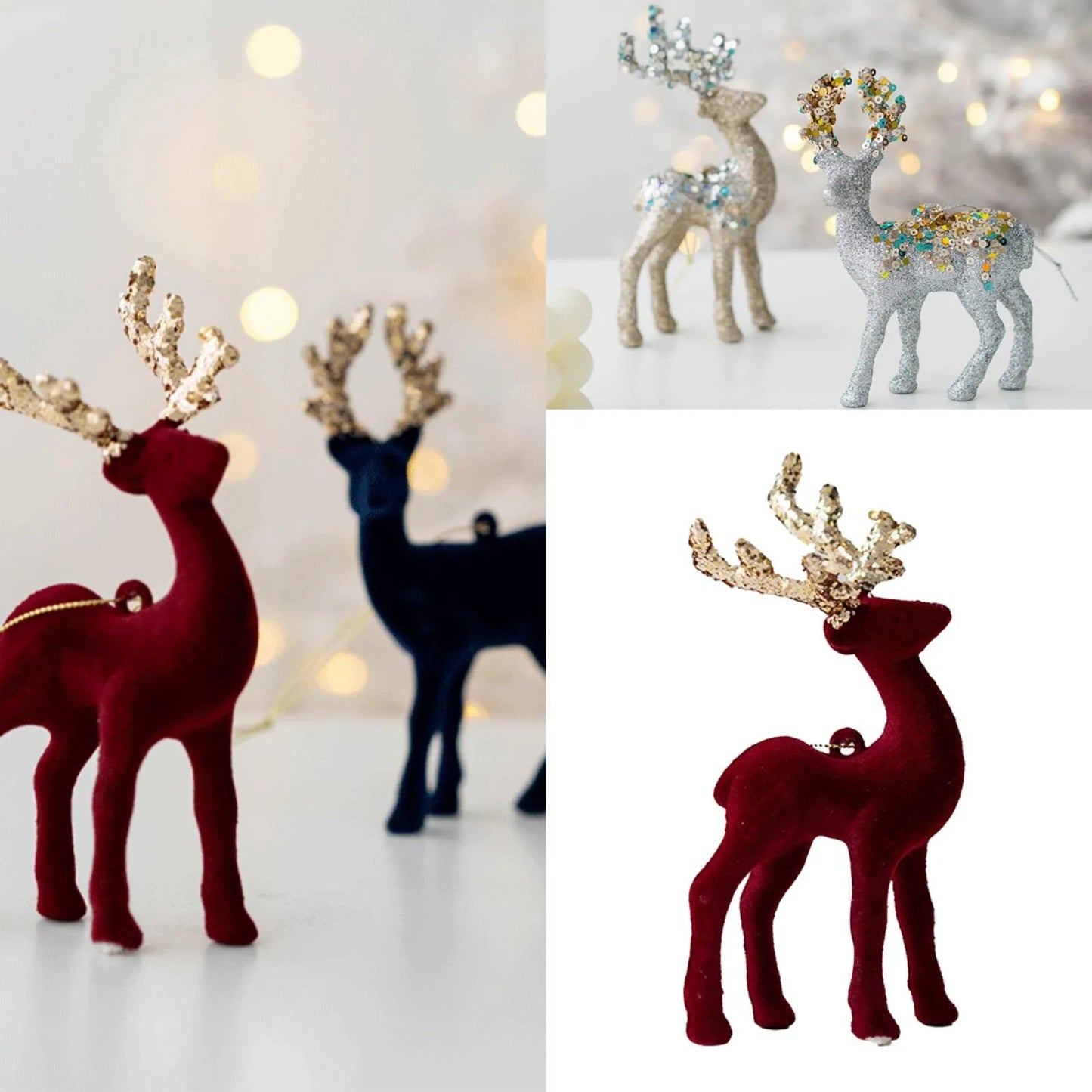 Christmas Tree Decorative Pendant – Pink Flocked Deer Ornament & Easter Eggs – Unique Holiday Tree Decorations