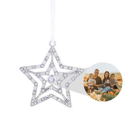 Snowflake Photo Ornament – Custom Picture Pendant with White Ribbon – Perfect Christmas Gift & Winter Love Memorial Decoration