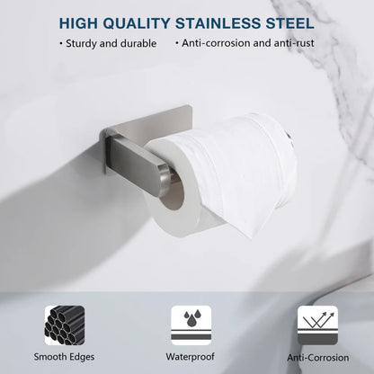 Self-Adhesive Toilet Paper Holder - Rustproof Stainless Steel Wall-Mounted Roll Holder - No Drilling, Easy Installation