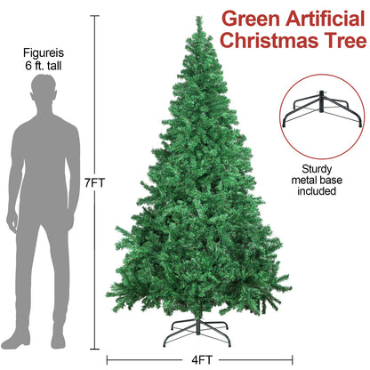 7FT/2.1M Artificial Christmas Tree – 1000 Branches, Perfect for Holiday Decor – Christmas Tree (No Lights/Ornaments Included)